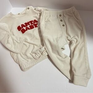 Jessica Simpson Toddler 24 months Cream Outfit with Red Santa Baby Design